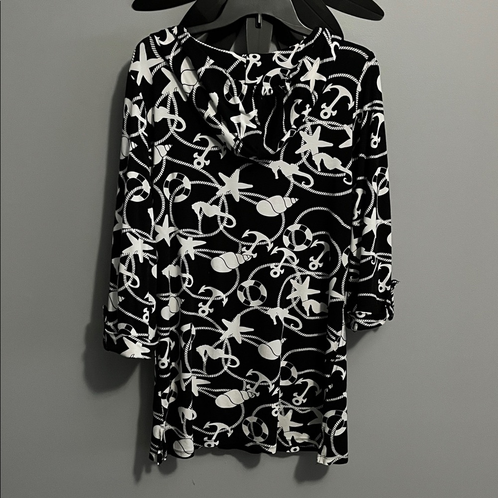 Macbeth Collection by Margaret Josephs Black And White Beach Cover Up Size Large - Picture 2 of 8